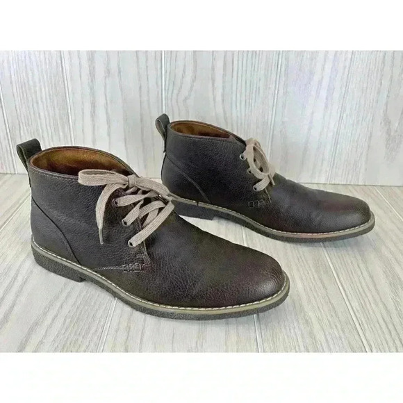 Deer Stags Chukka Boots Boys 7M Freeport Jr. Dark Brown Comfort Lace Up Shoe EUC - Picture 2 of 9